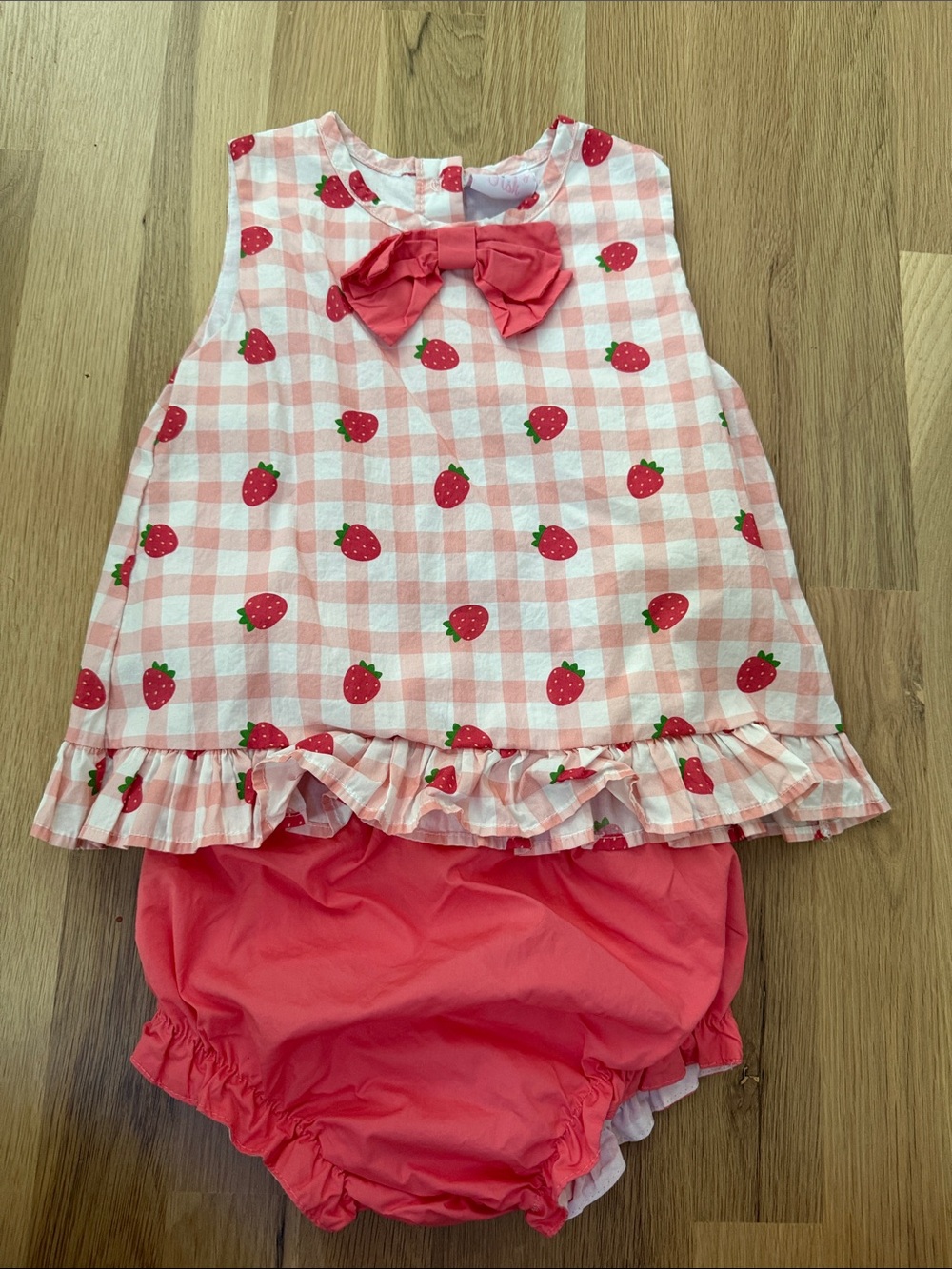 Pink Strawberry Print Baby Dress & Bloomers Set - Cute Summer Outfit